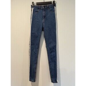 Zara Skinny Jeans Womens 23" Trafaluc Striped Preppy Coastal Travel Cottage